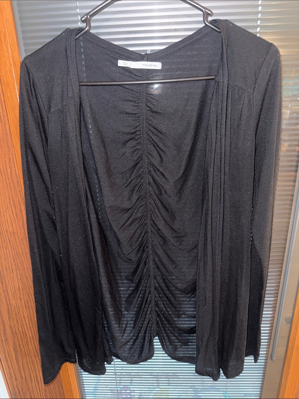 Maurices Black Ruched Open-Front Cardigan